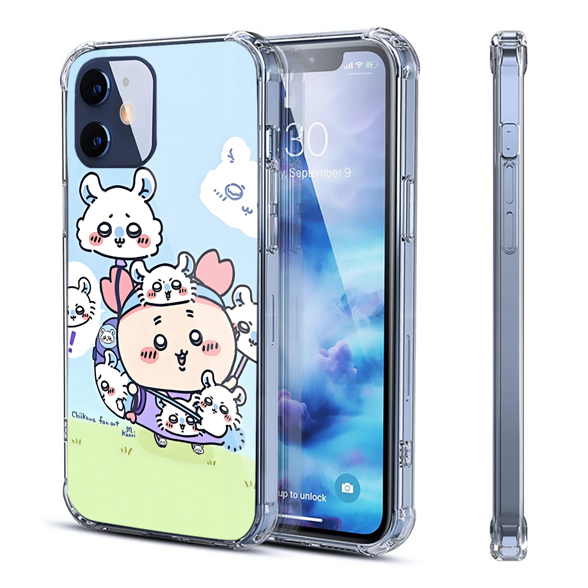 （画像用） ちいかわ Chii-kawa 【iPhone 12シリーズ対応】透明スマホケース（クリアソフトケース）
